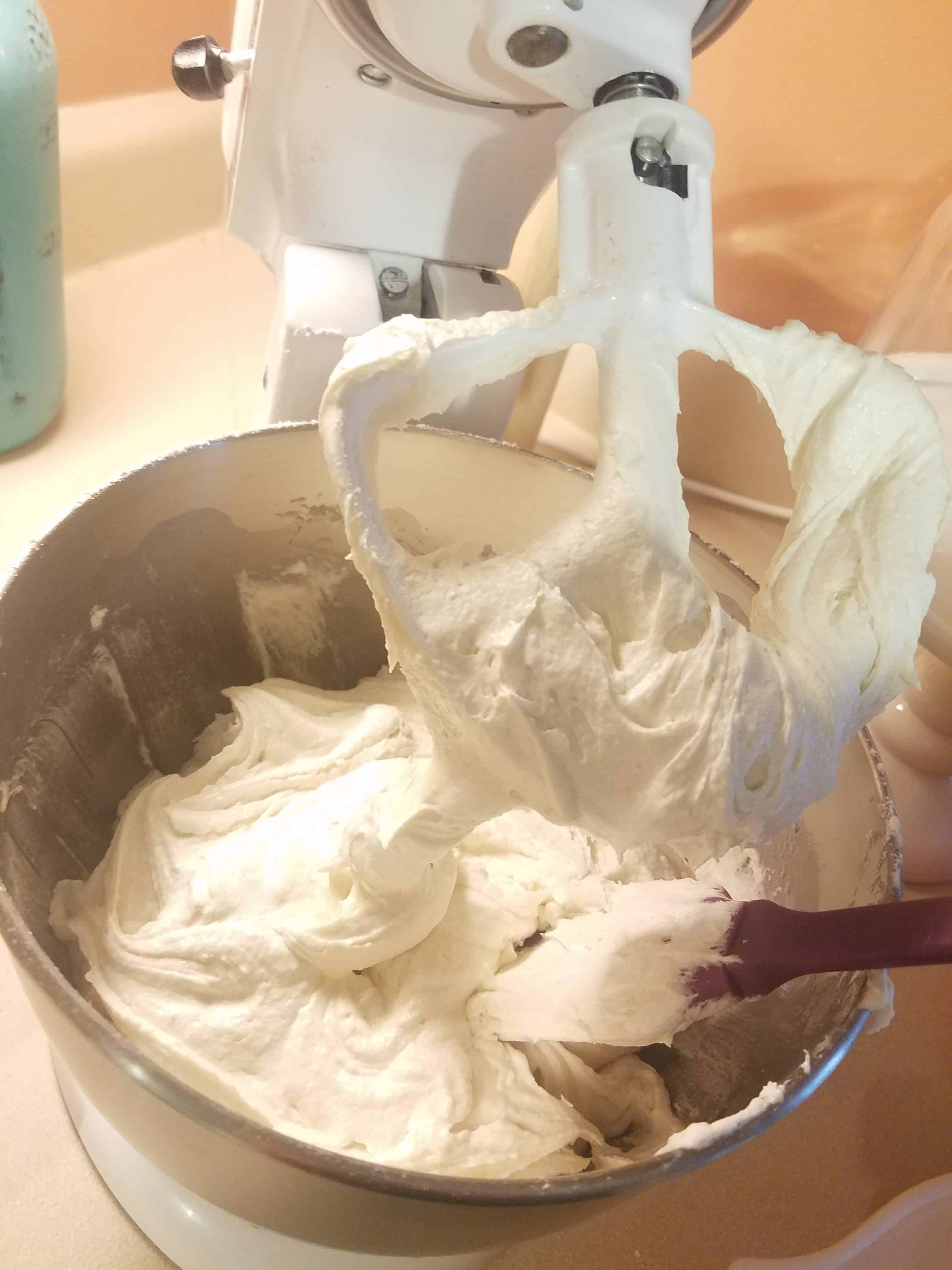 Frosting in mixer bowl 