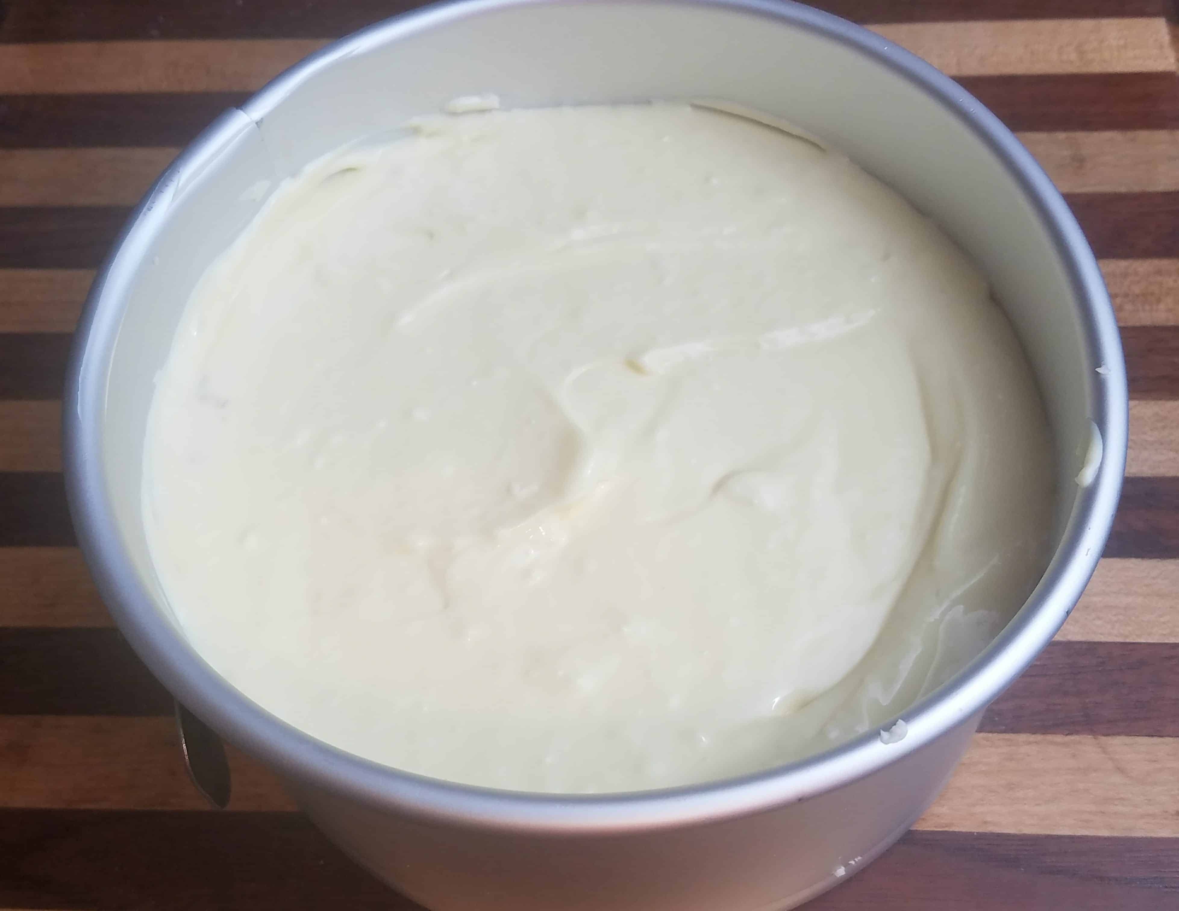 uncooked cheesecake in spring pan