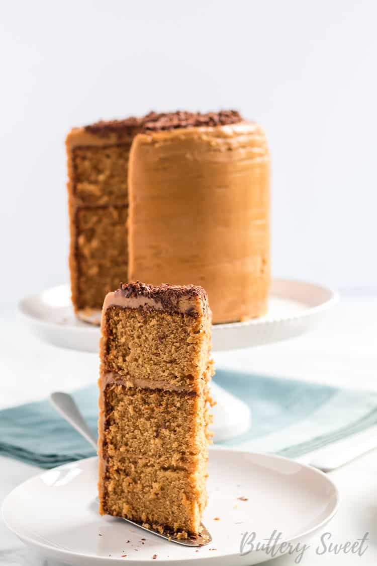 a slice of old fashioned peanut butter cake