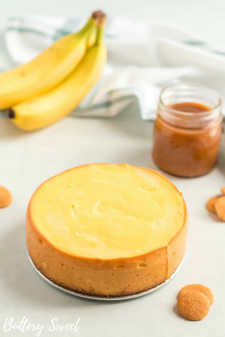 Baked Instant Pot Banana Pudding Cheesecake out of pan