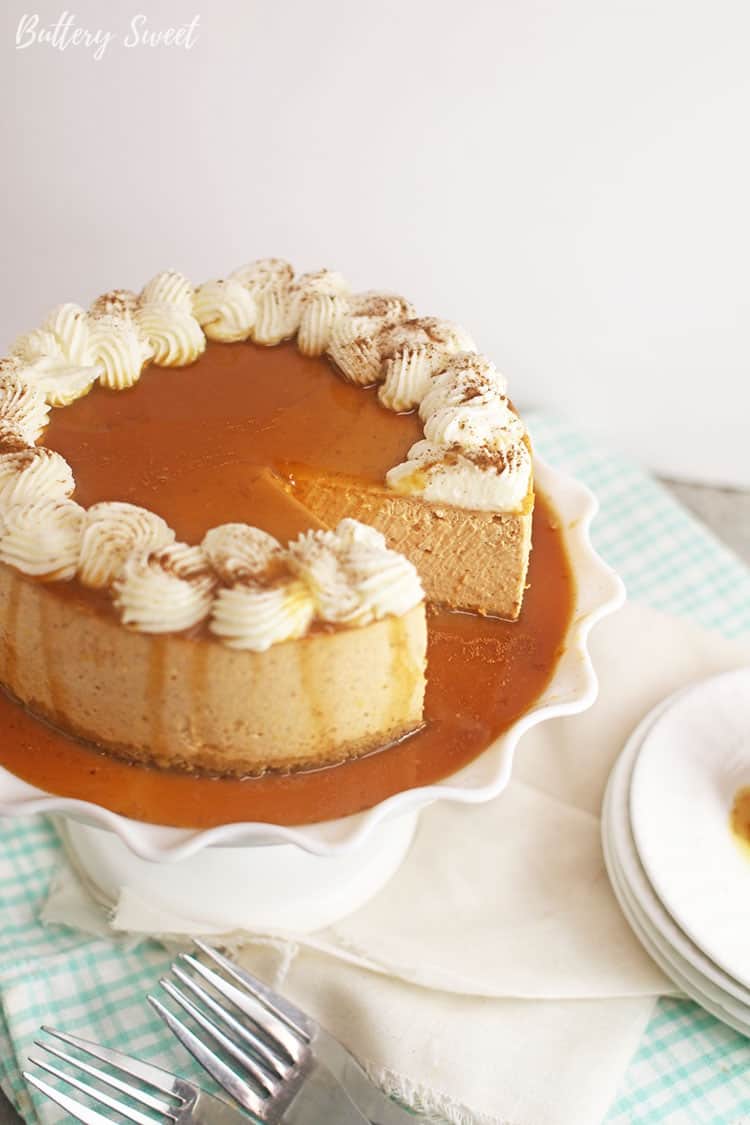 Instant Pot Pumpkin Pie Cheesecake with a slice taken out