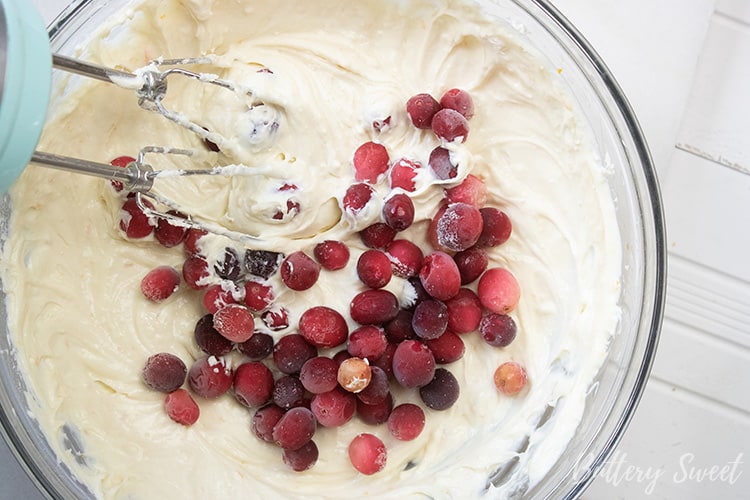 Cream cheese mixture with fresh cranberries added